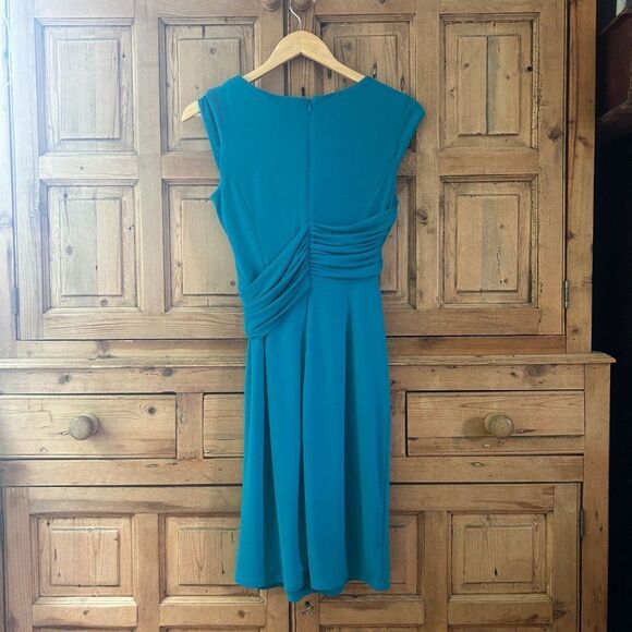 NWT Ann Taylor 2 Bright Aqua Blue V-Neck Sleeveless‎ Dress - Picture 5 of 6